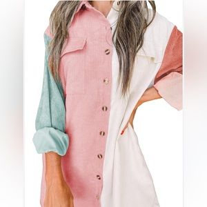 Like new Loose Corduroy V Neck Oversized casual shirt jacket size extra …